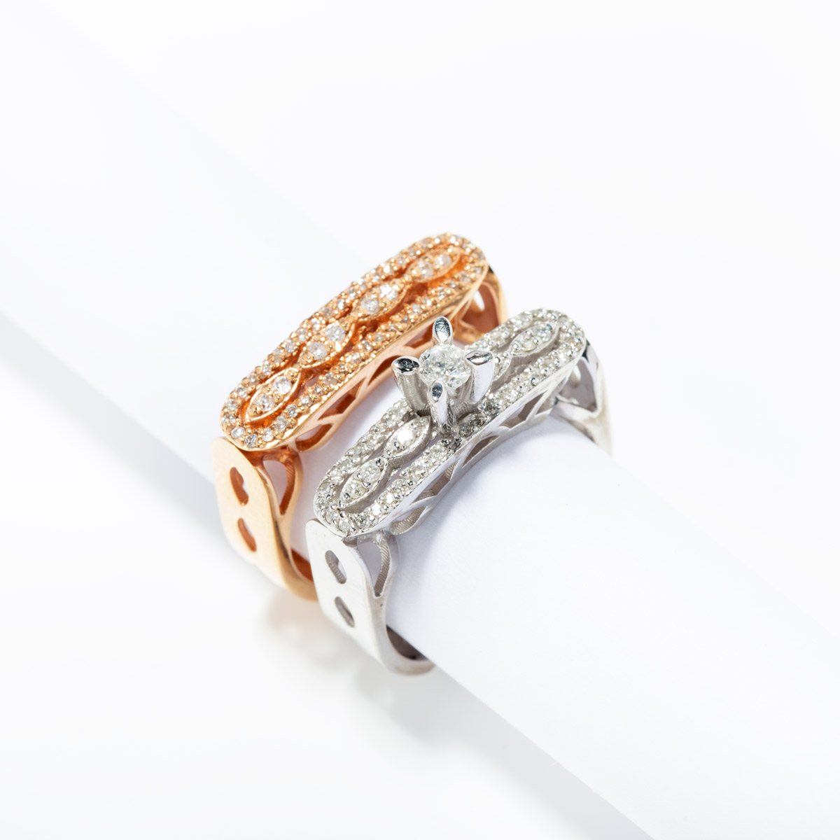 حلقه و پشت حلقه جواهر سولیتر