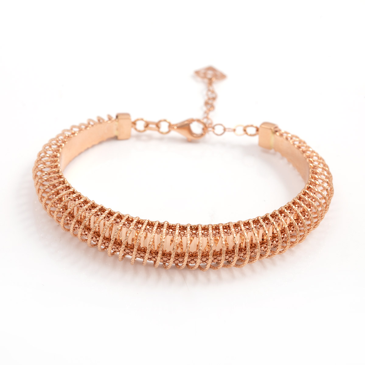 دستبند النگویی آینه ای رزگلد