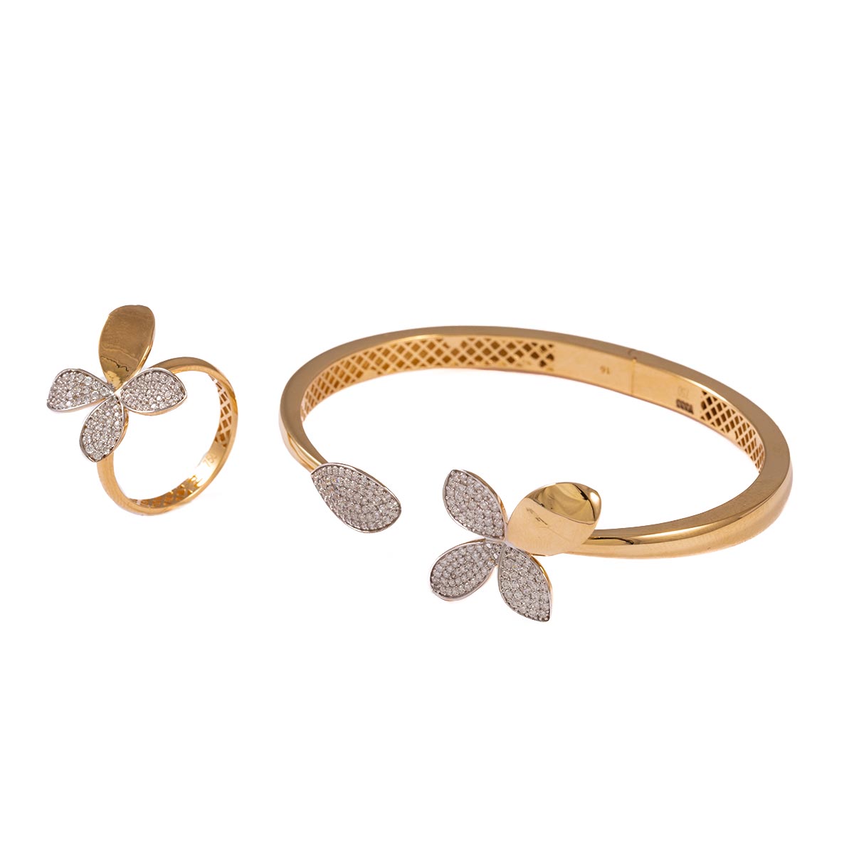 دستبندانگشتر گل نگین دار